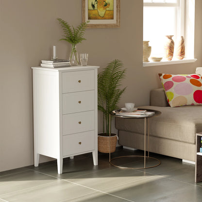 Chest of Drawers, Bedroom Chest of Drawers, White Chest of Drawers, 4 Drawers Dresser, Bedroom Furniture, Bedside Cabinet,50X40X95Cm Wooden White