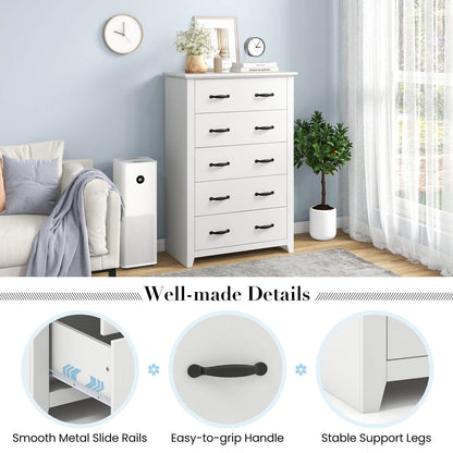 Dresser Vertical Chest of Drawers with 5 Pull-Out Drawers