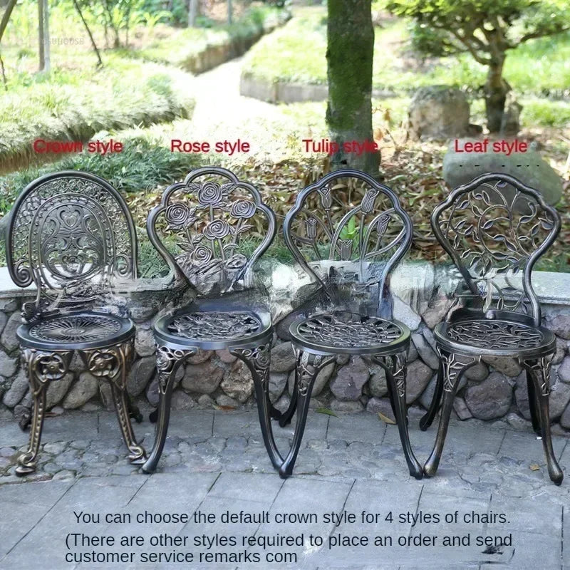 Italian Waterproof Iron Garden Furniture Sets Cast Aluminum Sun-Proof Courtyard Villa Outdoor Table and Chair Set