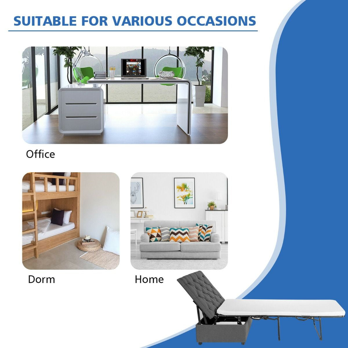 2-In-1 Convertible Sofa Bed with Mattress for Home and Office