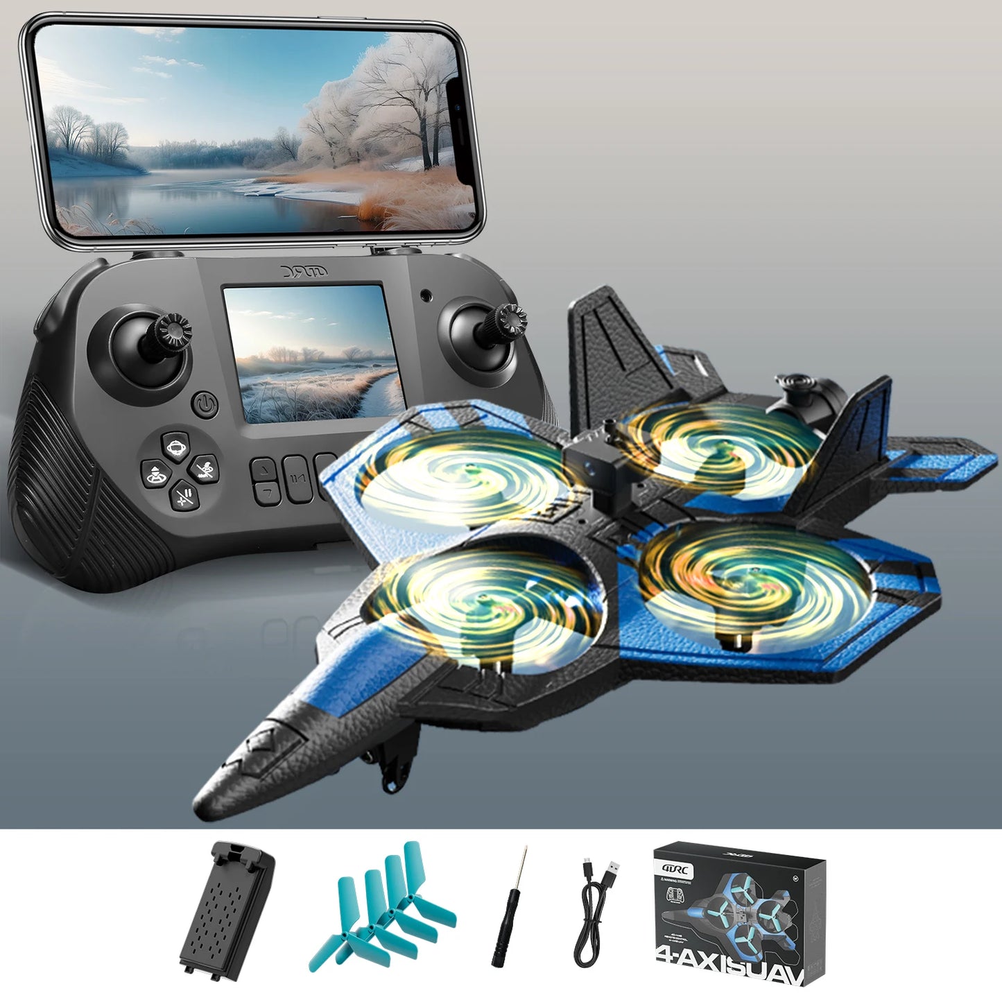 New V46 PRO RC Plane with Glider Screen Remote Control Flying Helicopter 8K Camera Obstacle Avoidance Foam Fighter Airplane Toys
