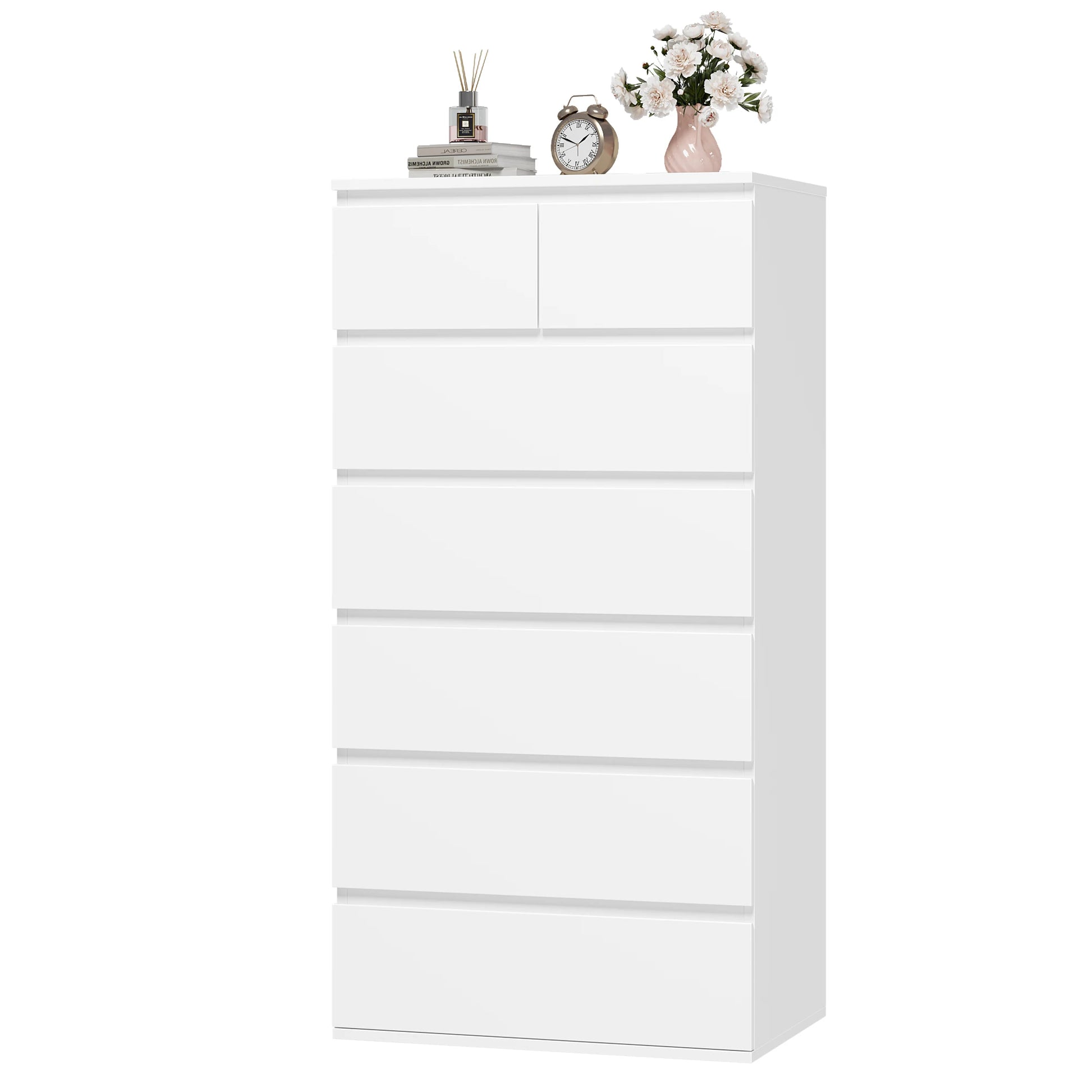 Chest of Drawers Bedroom, Tall Chest of Drawers with 7 Drawers, Bedroom Furniture Storage Cupboard Cabinet Bedroom Dresser, for Living Room Hallway 60X40X119Cm