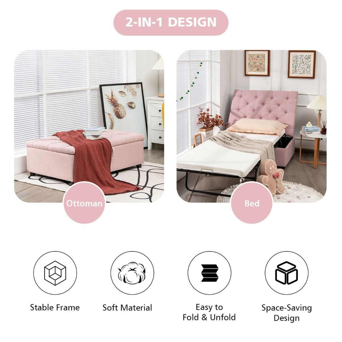 2-In-1 Convertible Sofa Bed with Mattress for Home and Office