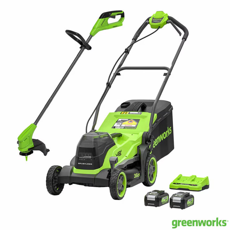 48V 36Cm Cordless Lawn Mower & 24V 25Cm Line Trimmer Bundle