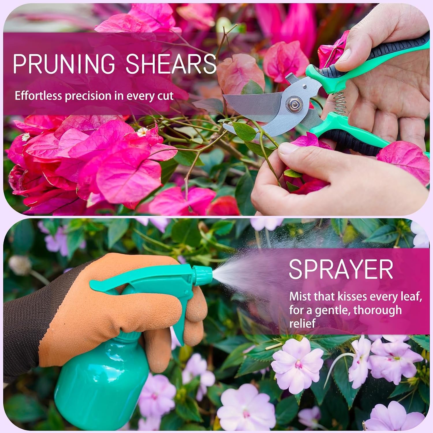 Garden Tools Set 10-Piece, Heavy Duty Gardening Tools Kit for Women & Men with Stainless Steel Hand Tool, Pruning Shears, Gloves, Bag - Ideal Gardening Gifts for Women & Gardeners