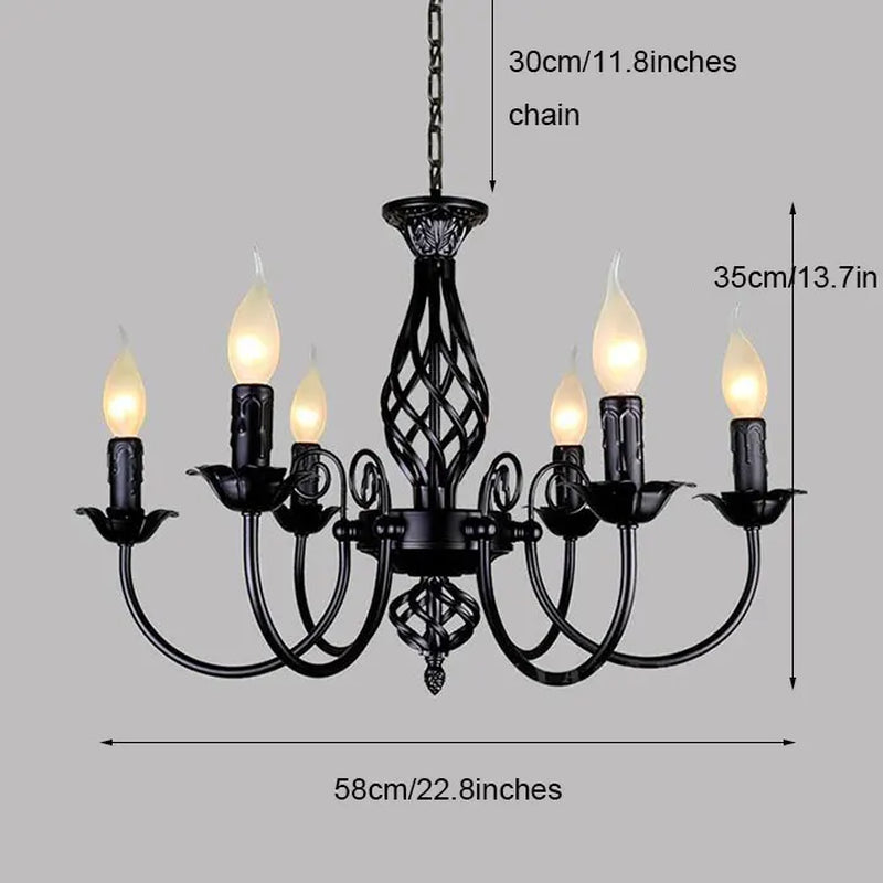 Black Chandeliers Lamp Lustres Modern Dining Living Room Hotel Indoor Light Decoration Wrought Iron Chandeliers Lighting