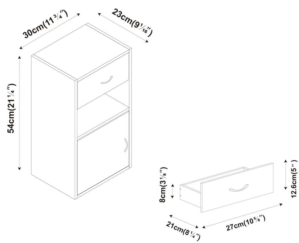 Baraa 30Cm W Particle Board / Chipboard Bedside Table