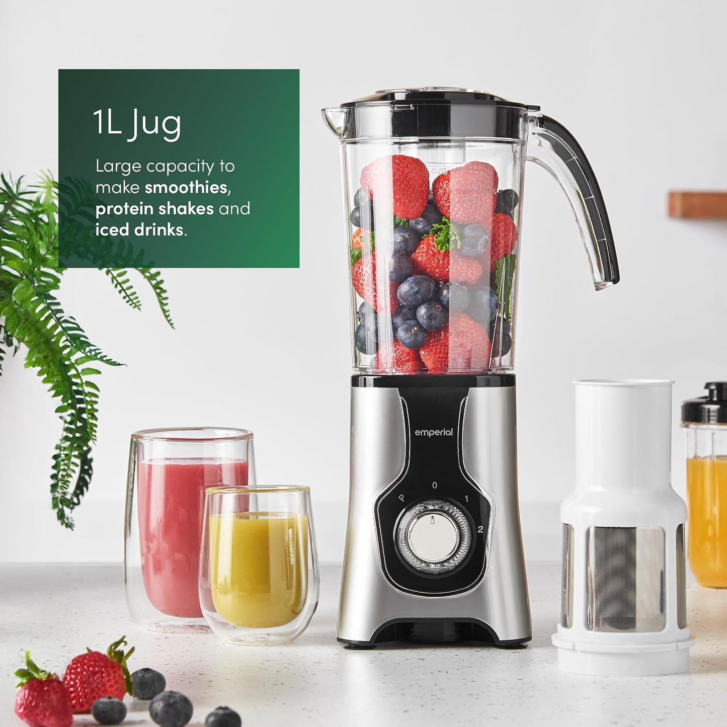 Blender, Juicer, Grinder | 4-In-1 Multi-Functional Personal Blender & Smoothie Maker| 2 Speed Settings and Pulse Function for Crushing Ice| for Smoothies, Protein Shakes and More 550W