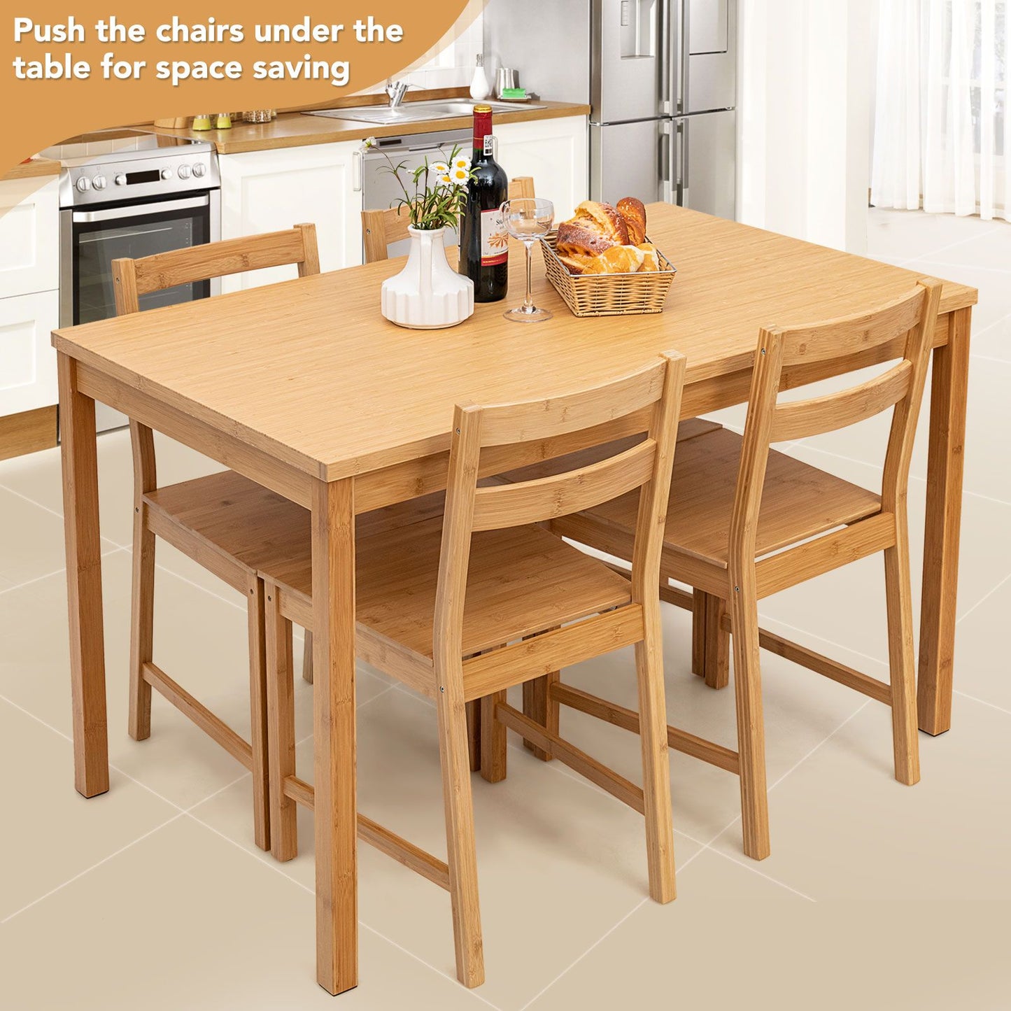Pieces Dining Room Set with Non-Slip Foot Pads