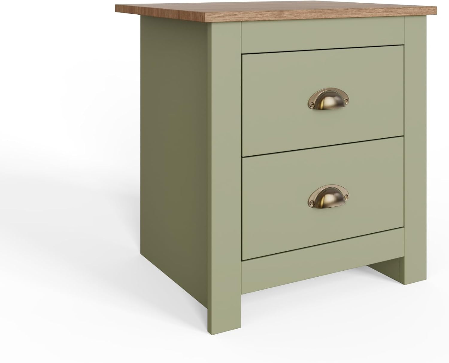 4 Piece Bedroom Furniture Set with 3 Door Wardrobe, 4 Drawer Chest & 2 Bedside Tables, Shaker Style Bedroom Storage Set with Oak Effect Tops