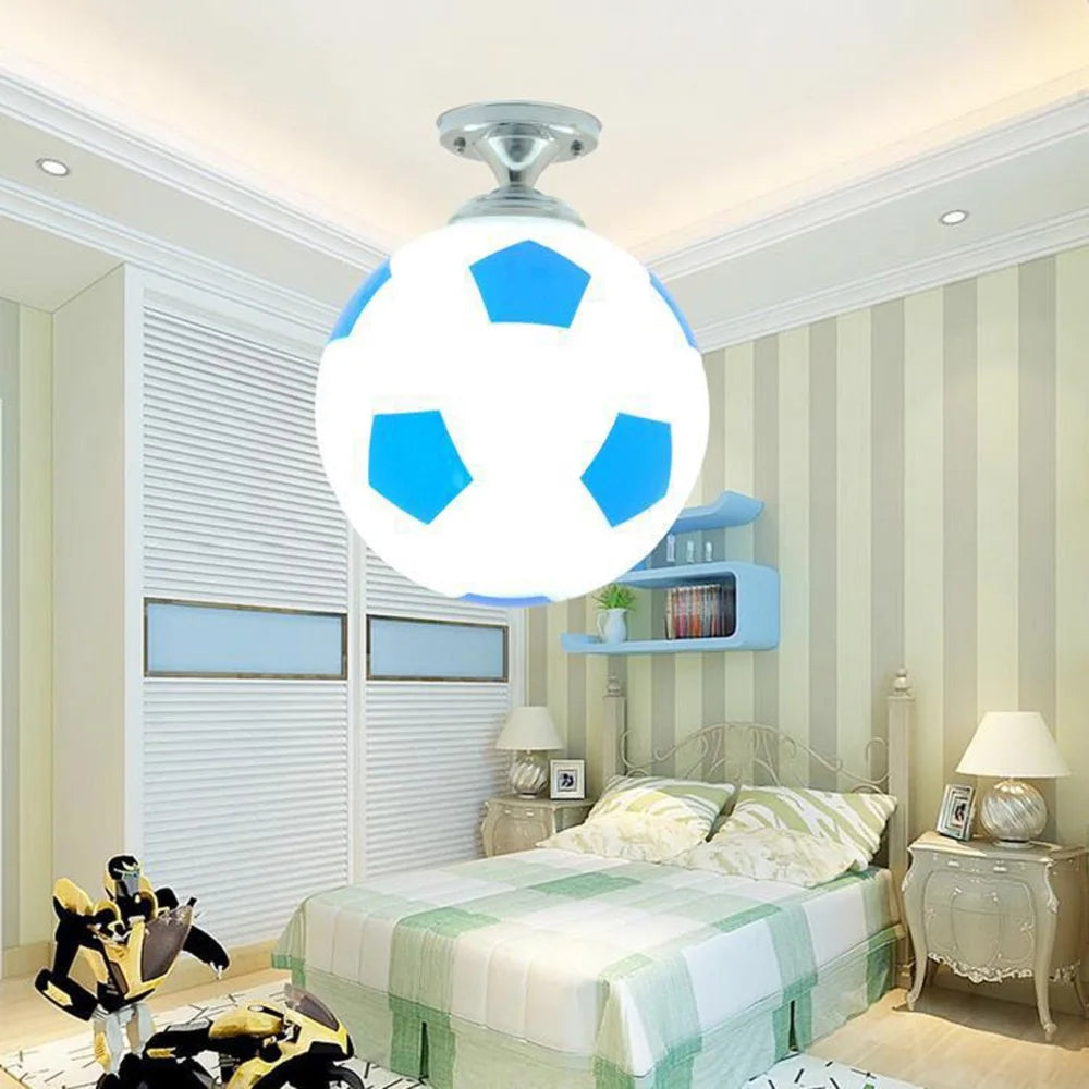 220V Soccer LED Ceiling Light Warm / Cool White Football Modern Ceiling Lamp for Kids Bedroom Lighting Fixture Birthday Gift