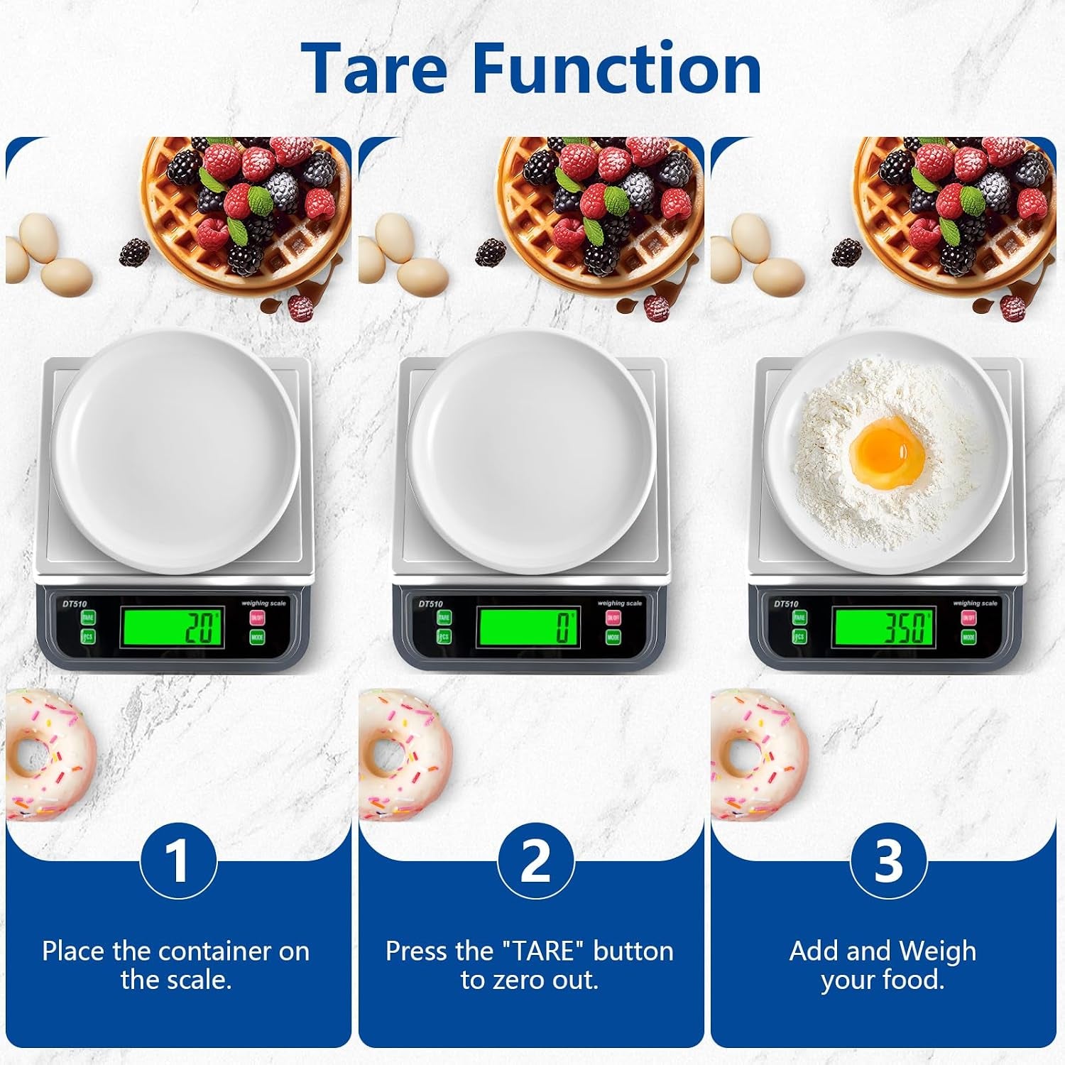 Kitchen Weighing Scales 40Kg 88Lb Stainless Steel with Tare 6 Units | Baking Scales, with LCD Display and PCS Features for Baking Bread Cooking Food Scales Digital Commercial Scale