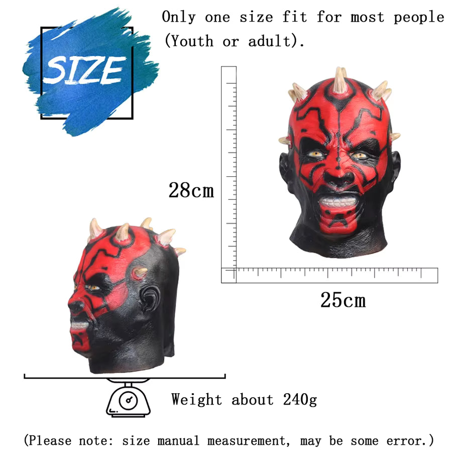 Darth Maul Latex Cosplay Mask | Halloween Costume Prop