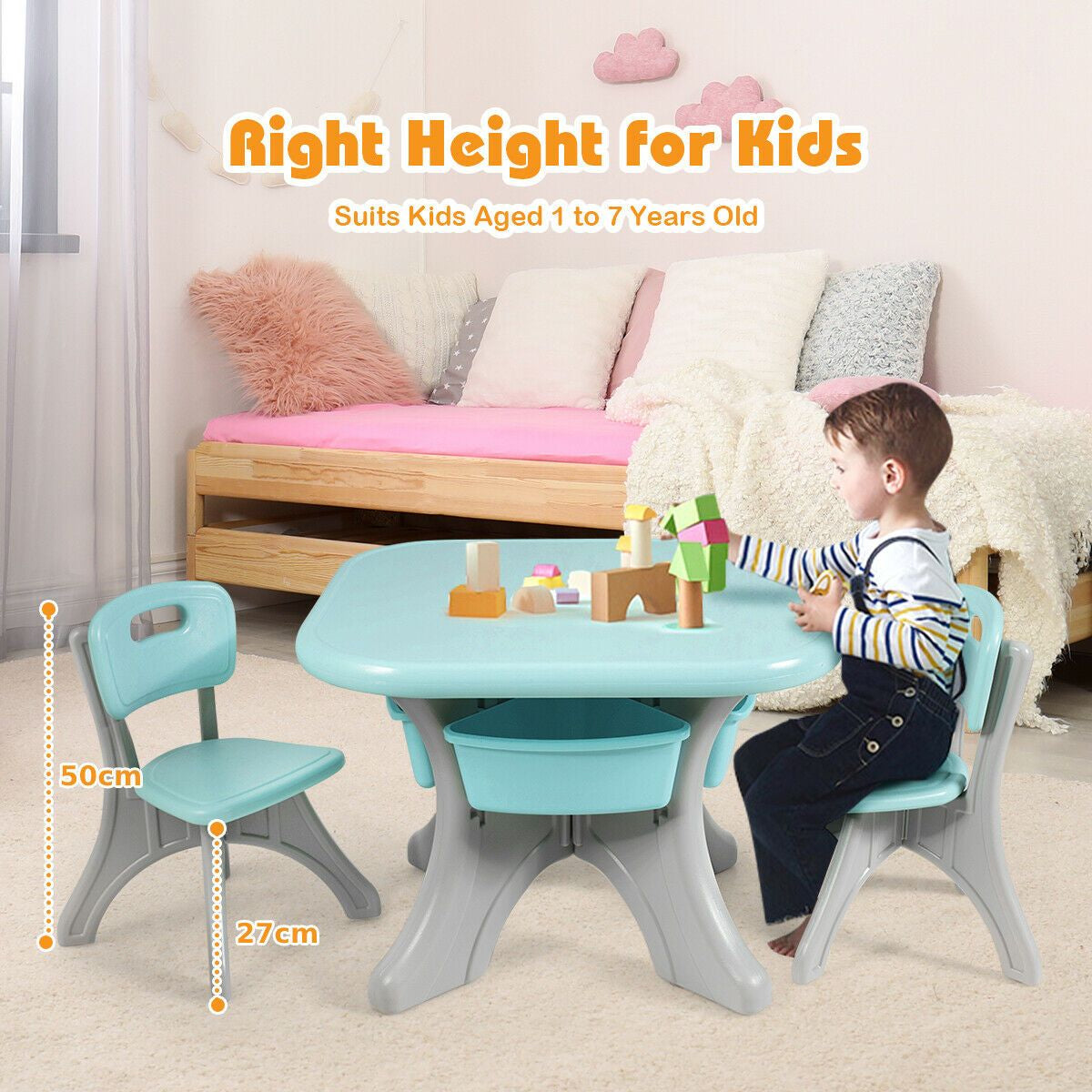 Children'S Activity Table Set with Storage Bins