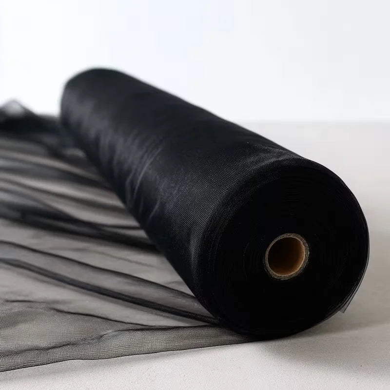 50M Overlength Large Black Sheer Tulle - Halloween Spooky Party Decor, Elegant Burgundy Door Curtain Yarn, Wall & Table Decor