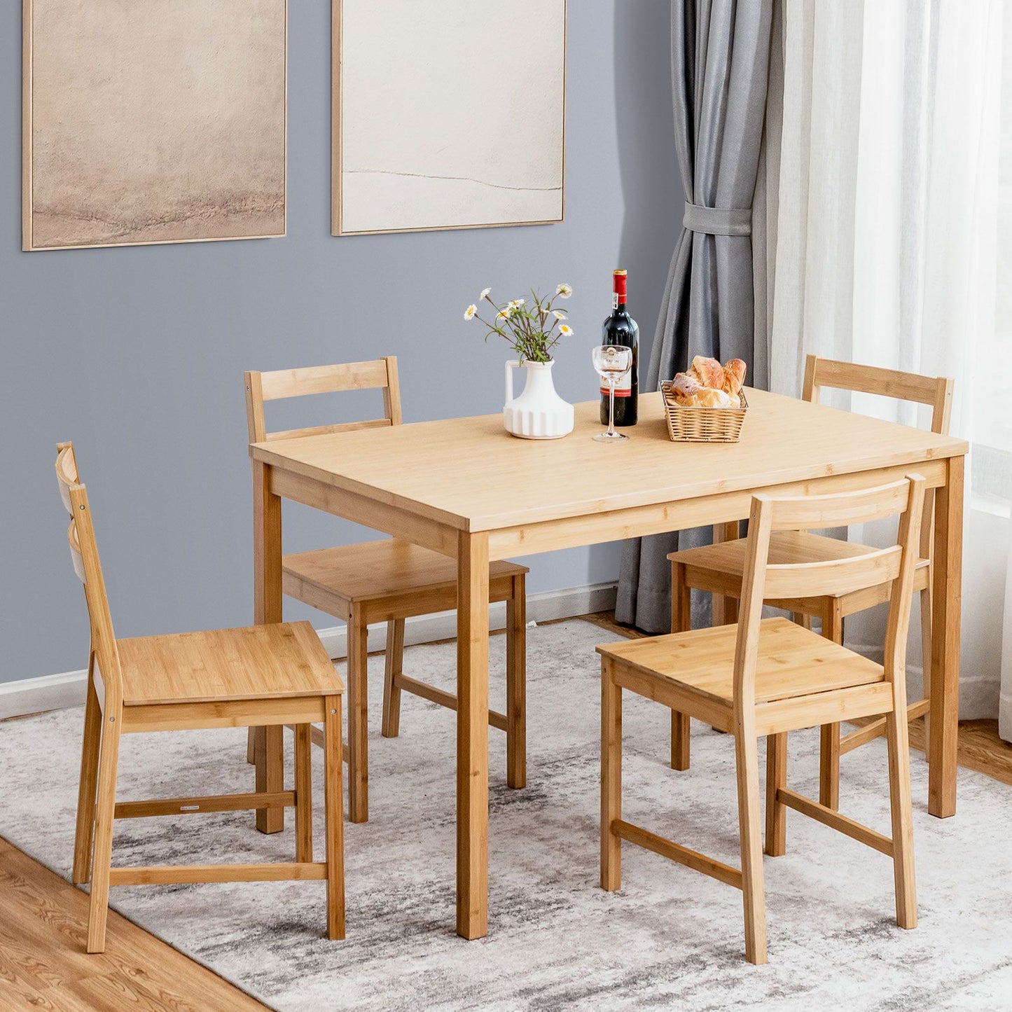 Pieces Dining Room Set with Non-Slip Foot Pads