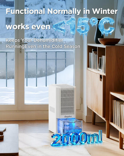 EasyAcc Q22 Bathroom Dehumidifier — 1300ml/Day, Ultra Quiet, 2L Tank