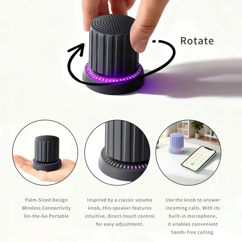 Waterproof Bluetooth Speaker with Colorful LED Lights Strong Magnetic Cup Portable Mini Bluetooth Speaker