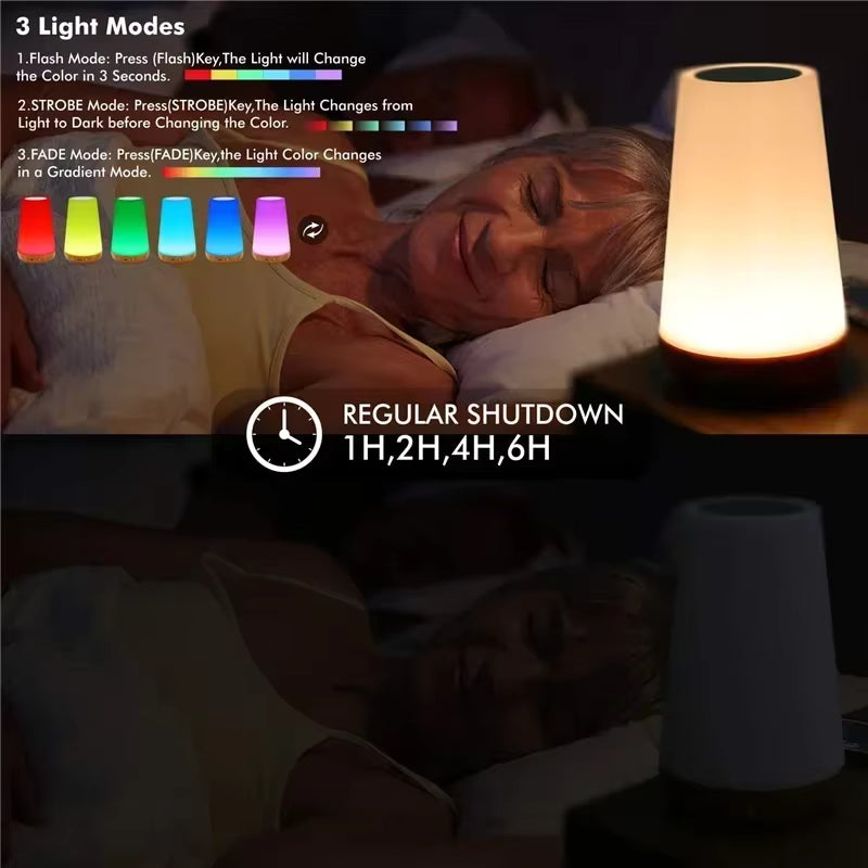 Light RGB 13 Color Changing Night Remote Control Touch Dimmable Lamp Portable Table Bedside Lamps USB Rechargeable Night Lamp