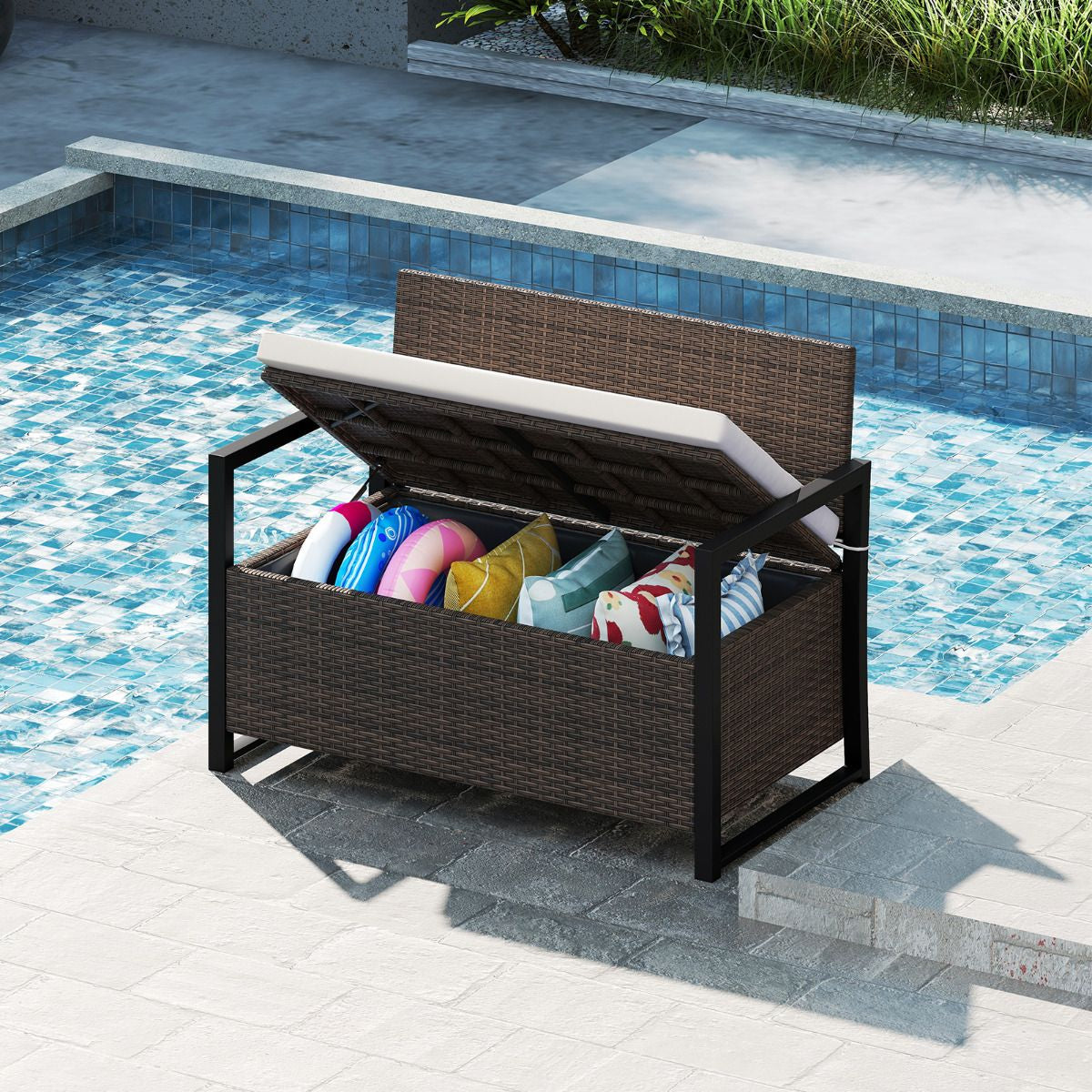 150L Outdoor Storage Bench with Padded Cushion
