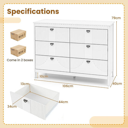 6-Drawer Wooden Chest of Drawers with Handles