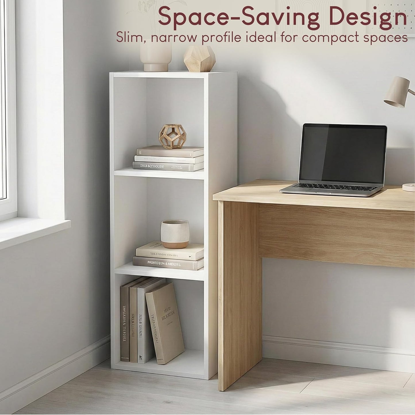 Oxford 3 Tier Cube Bookcase | White | 80 H X 32 W X 24 D | Freestanding Unit | Anti-Tip Kit | Space-Saving Storage | Compact | Easy Assembly | Modern Living Room Furniture