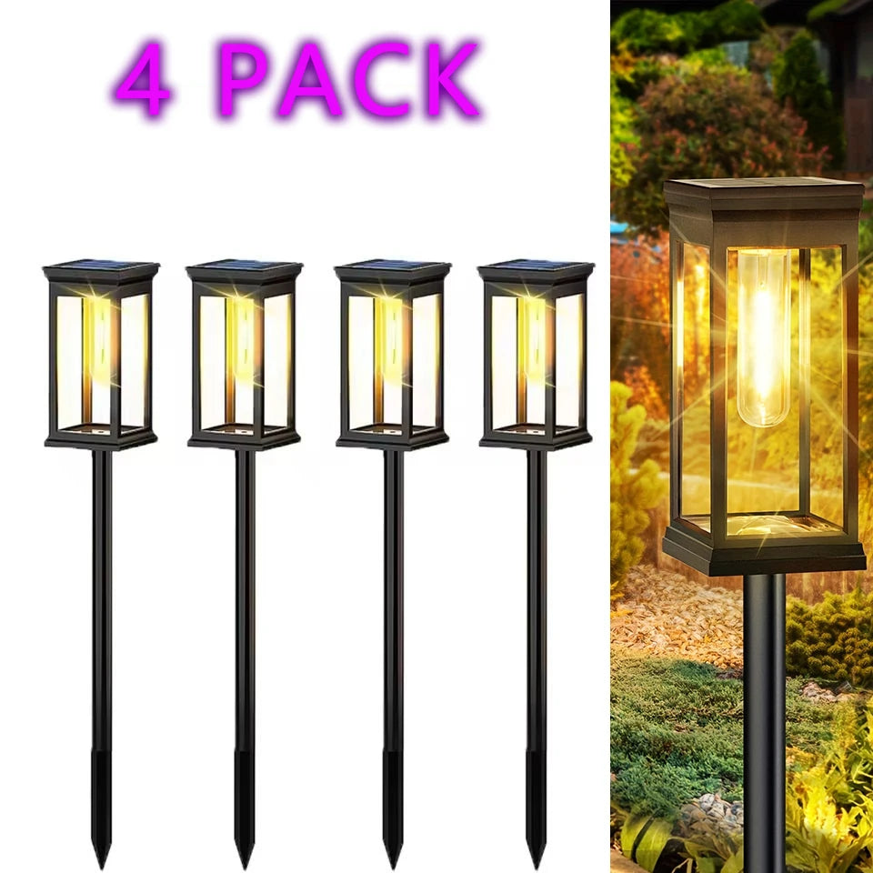 Solar Pathway Warm Lights Outdoor Waterproof Solar Powered Garden for Walkway Yard Backyard Landscape Lighting Decoration