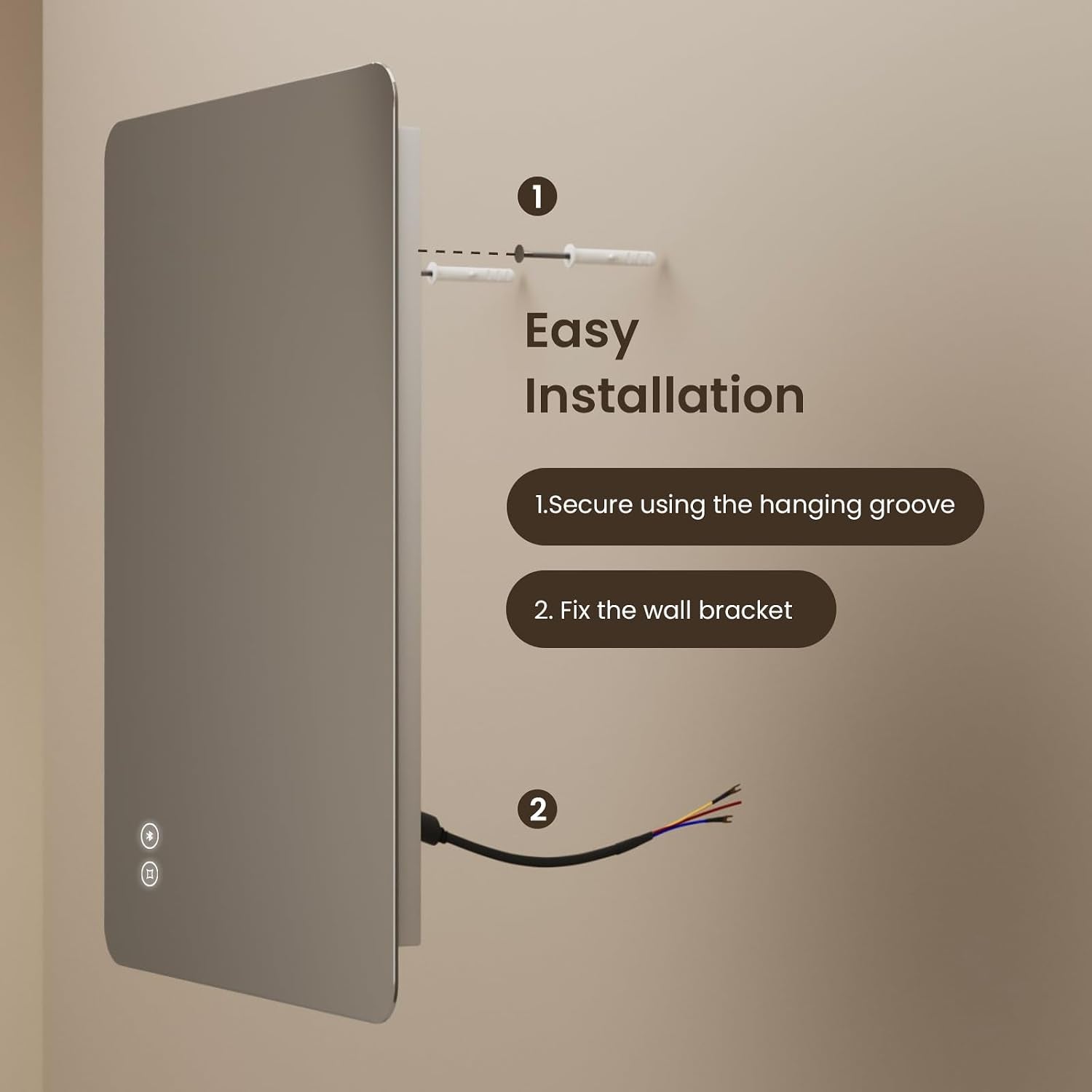 500 X 700 Mm Backlit Illuminated Bluetooth Bathroom Mirrors with Shaver Socket, Wall Mounted Multifunction Bathroom Vanity Mirror with LED Lights and Demister Pad, Energy-Saving LED Smart Mirrors | Bluetooth Speaker with Touch-Controlled LED Lighting, Integrated Demister and Memory Function.