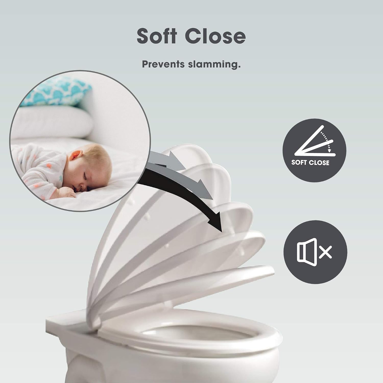 ® Essential Value Toilet Seats Wipe Clean Moulded Wood - Stainless Steel Slow Close Hinges - Wipe Clean - Easy Installation (Solid Wood White)