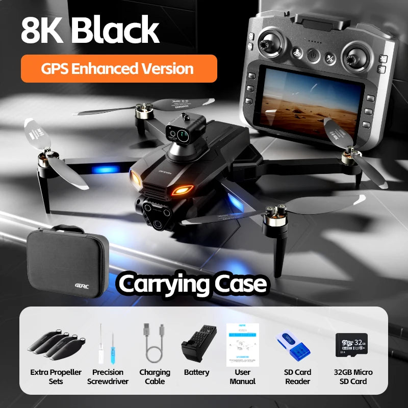 New M7 Drone Brushless 8K HD Camera Remote Control with Screen Optical Flow Obstacle Avoidance Foldable Quadcopter Toys 10000M