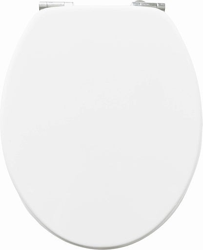 ® Essential Value Toilet Seats Wipe Clean Moulded Wood - Stainless Steel Slow Close Hinges - Wipe Clean - Easy Installation (Solid Wood White)