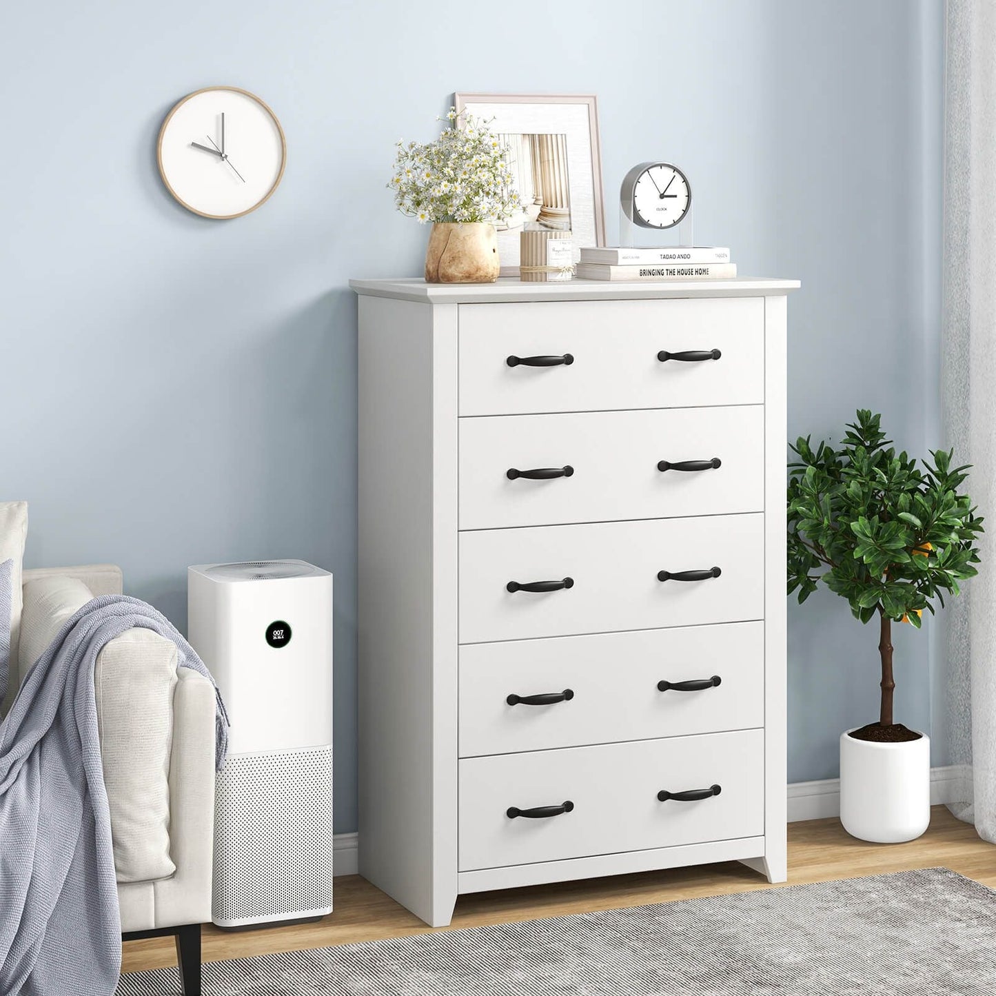 Dresser Vertical Chest of Drawers with 5 Pull-Out Drawers
