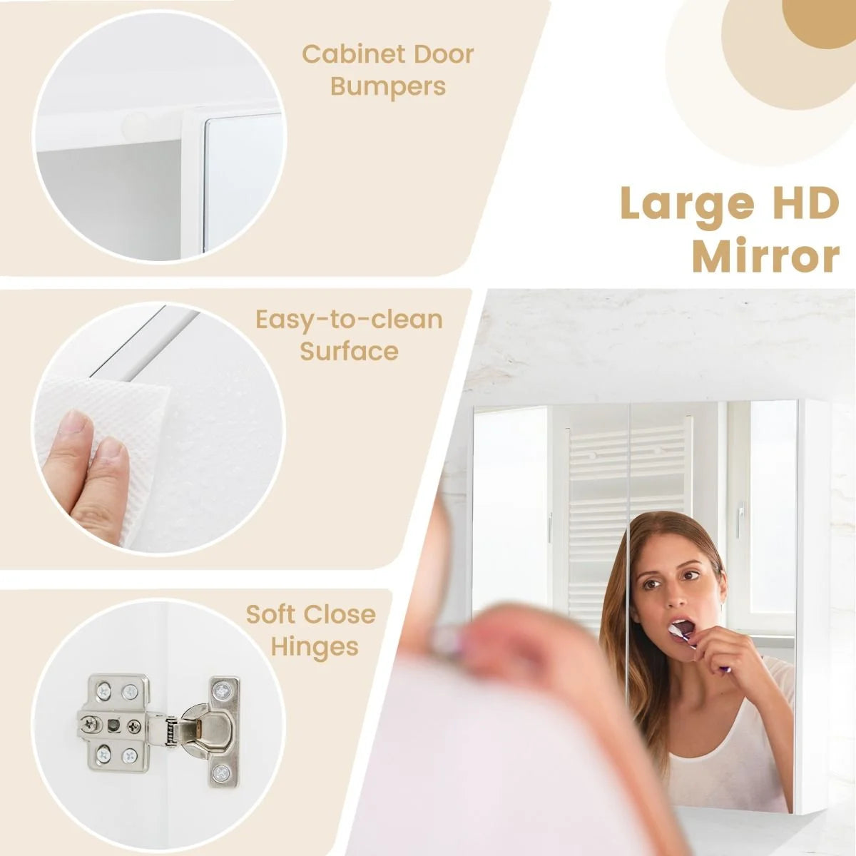 Sleek Medicine Cabinet with Double Mirrored Doors - Space-Saving Storage Solution for Your Bathroom