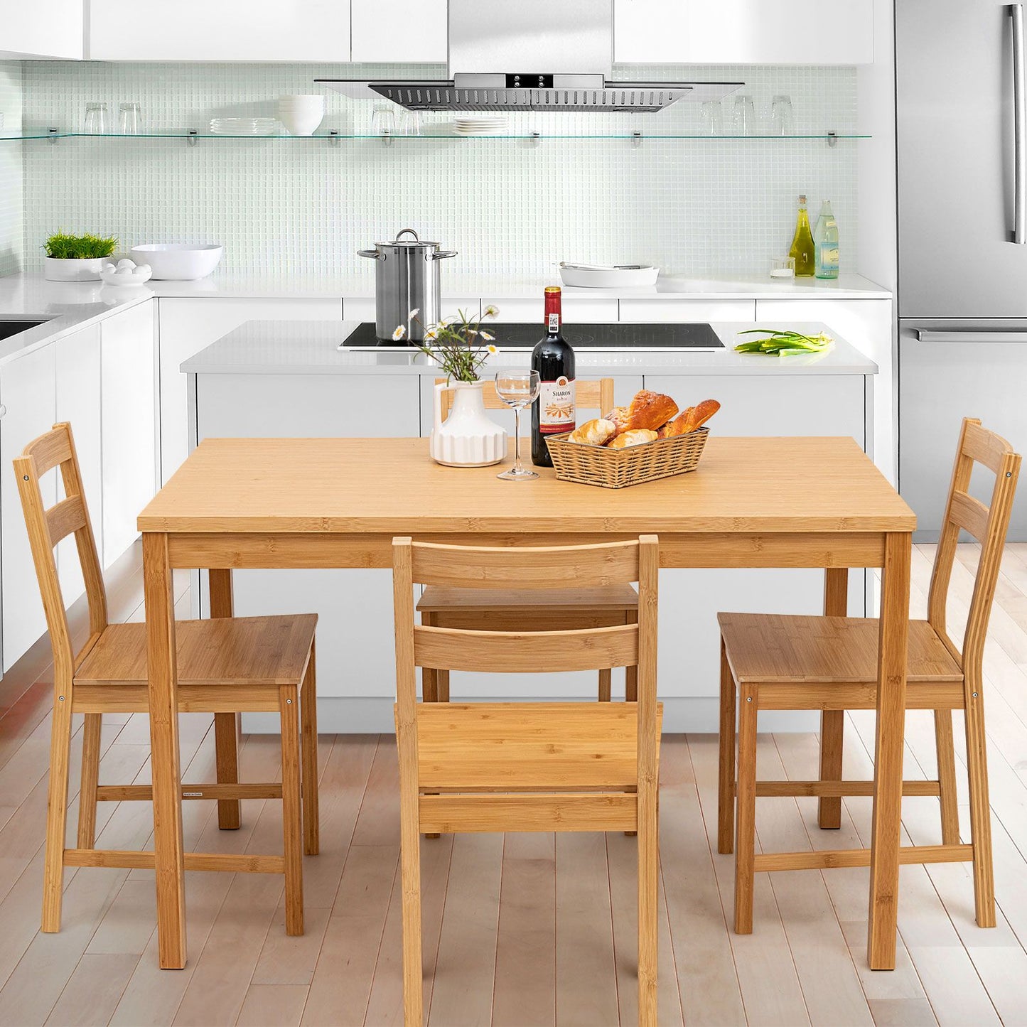 Pieces Dining Room Set with Non-Slip Foot Pads