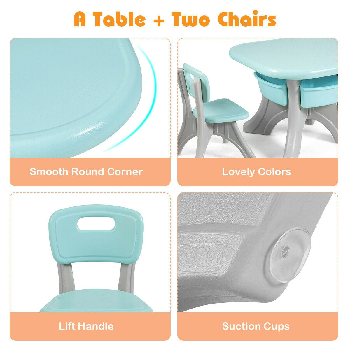 Children'S Activity Table Set with Storage Bins