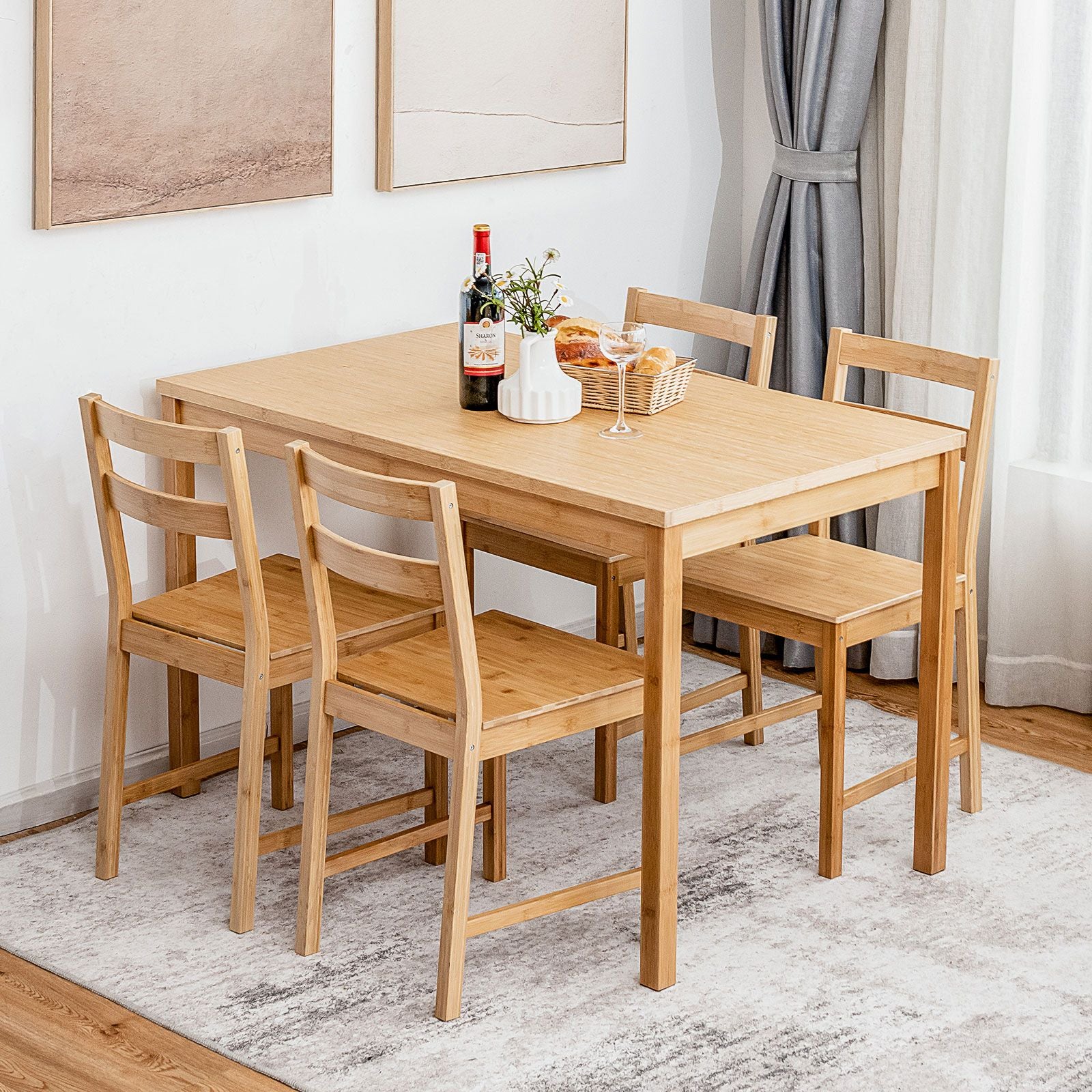 Pieces Dining Room Set with Non-Slip Foot Pads