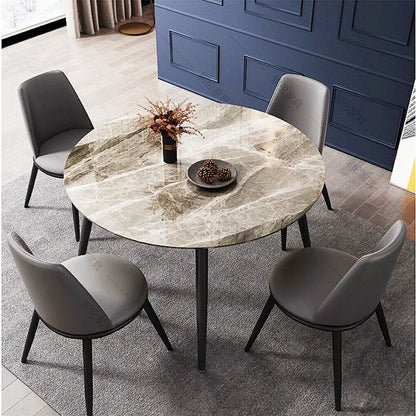 Modern round Kitchen Dining Table Marble Top 80Cm Diameter Linving Dining Room Restaurant Island Table for 4 Seat