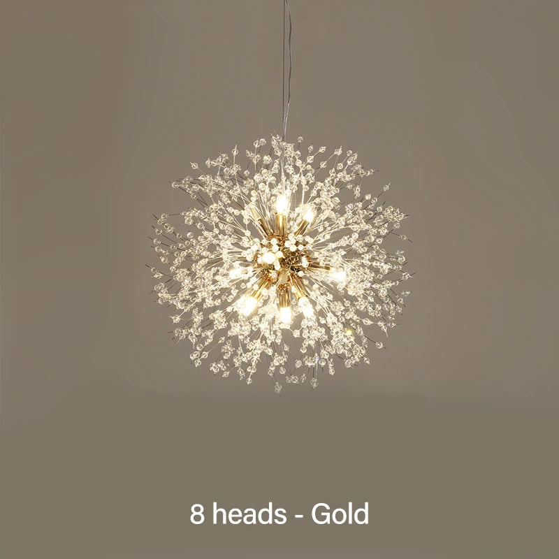 2021 Modern Crystal Dandelion Chandelier Indoor Lighting Pendant Lamp for Living Room Dining Room Home Decorative Luminaires