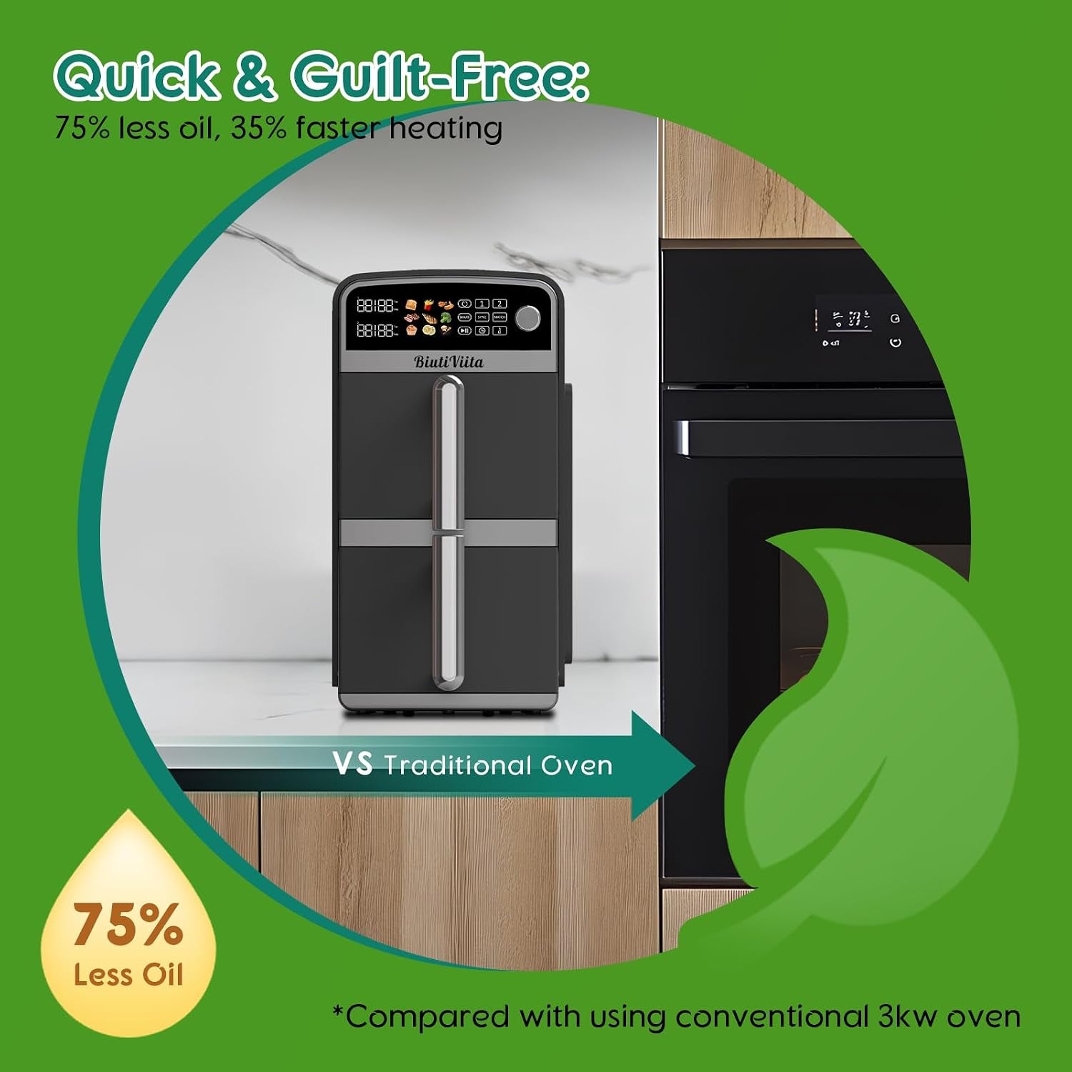 10L Double Stack Air Fryer with Dual Basket & 2 Drawers – 2400W Dual Air Fryer for Even Heating with 4 Cooking Levels | 9-In-1 Modes, Sync&Match, Shake Reminder，Large for Family Capacity