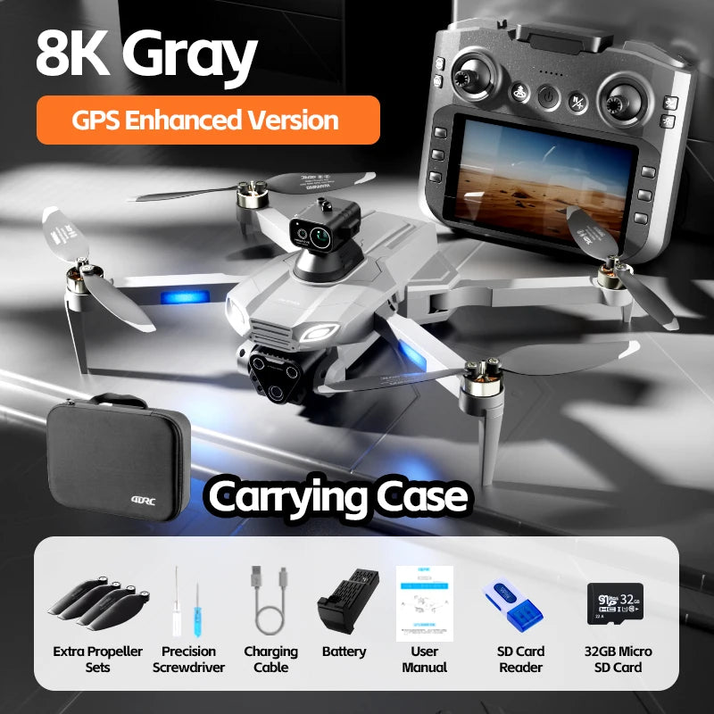 New M7 Drone Brushless 8K HD Camera Remote Control with Screen Optical Flow Obstacle Avoidance Foldable Quadcopter Toys 10000M