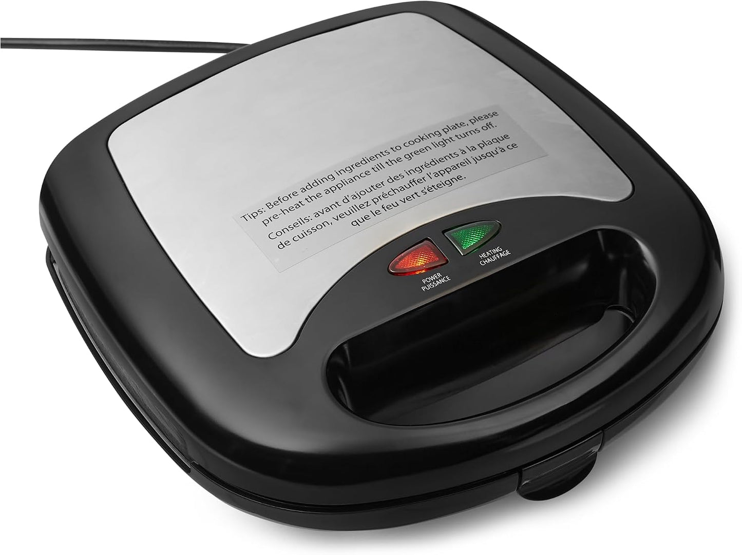 3-In-1 Toastie Maker, Panini Press and Waffle Maker with Removable Plates, 700W, Black