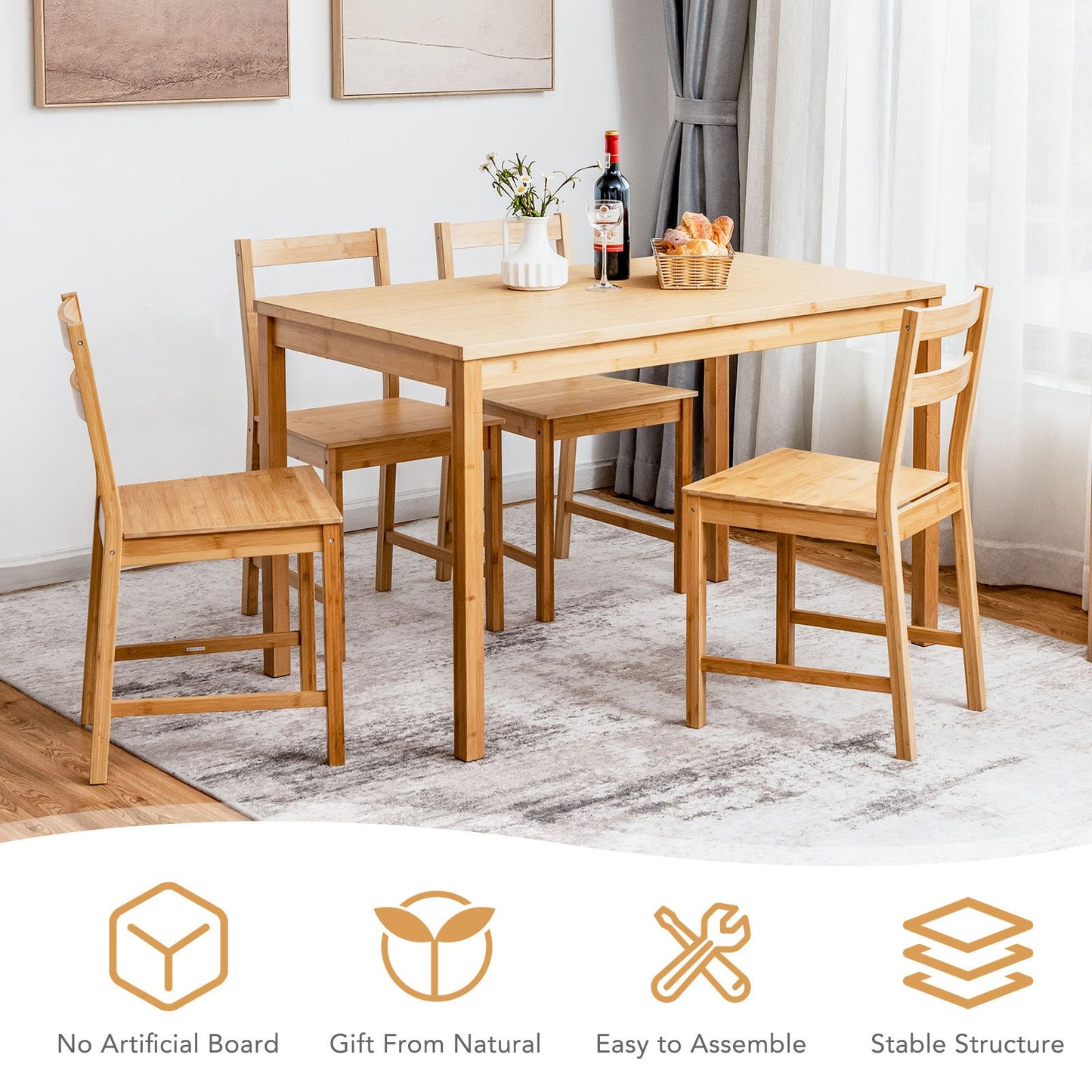Pieces Dining Room Set with Non-Slip Foot Pads