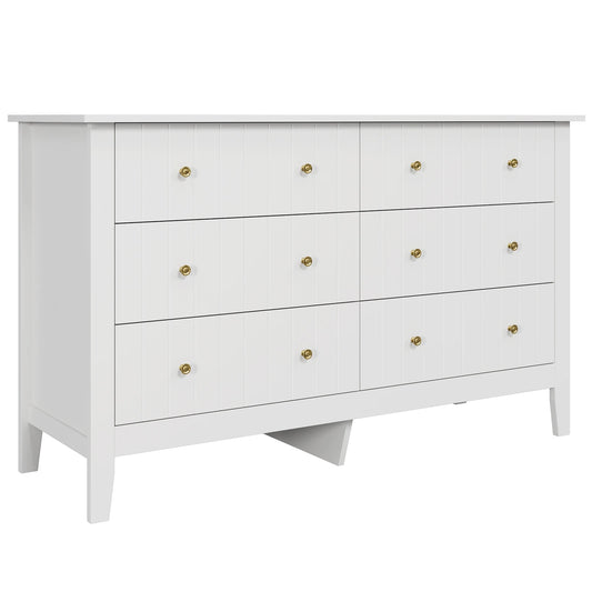 Chest of Drawers Bedroom, Tall Chest of Drawers with 6 Drawers, Bedroom Furniture Dresser Storage Cupboard Cabinet Bedroom Dresser, for Dining Room Living Room Hallway 133X45X79.5 Cm Wooden
