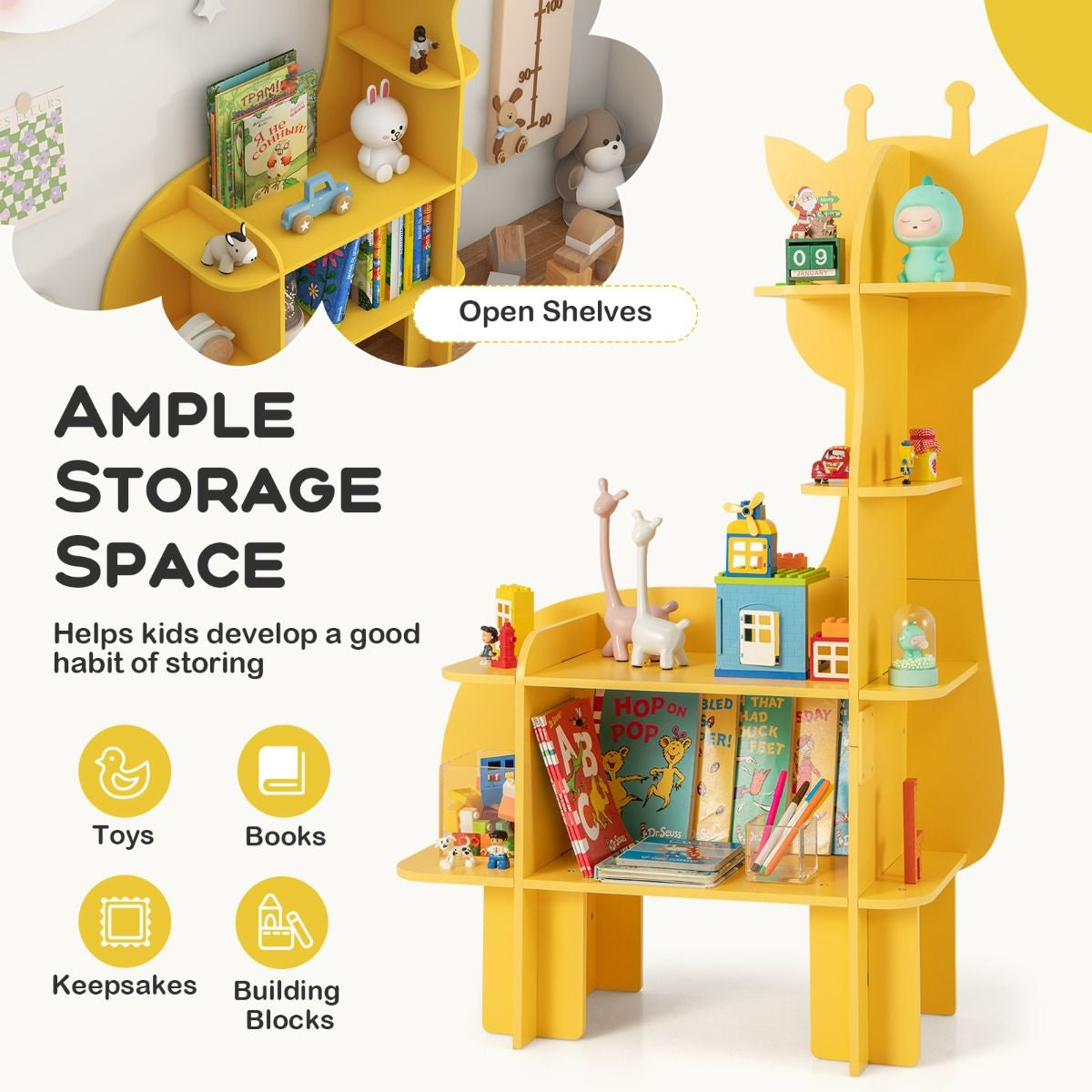 Kids Toy Storage Organizer with Anti-Toppling System for Play Room Nursery Kindergarten