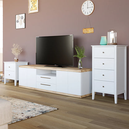 Chest of Drawers, Bedroom Chest of Drawers, White Chest of Drawers, 4 Drawers Dresser, Bedroom Furniture, Bedside Cabinet,50X40X95Cm Wooden White