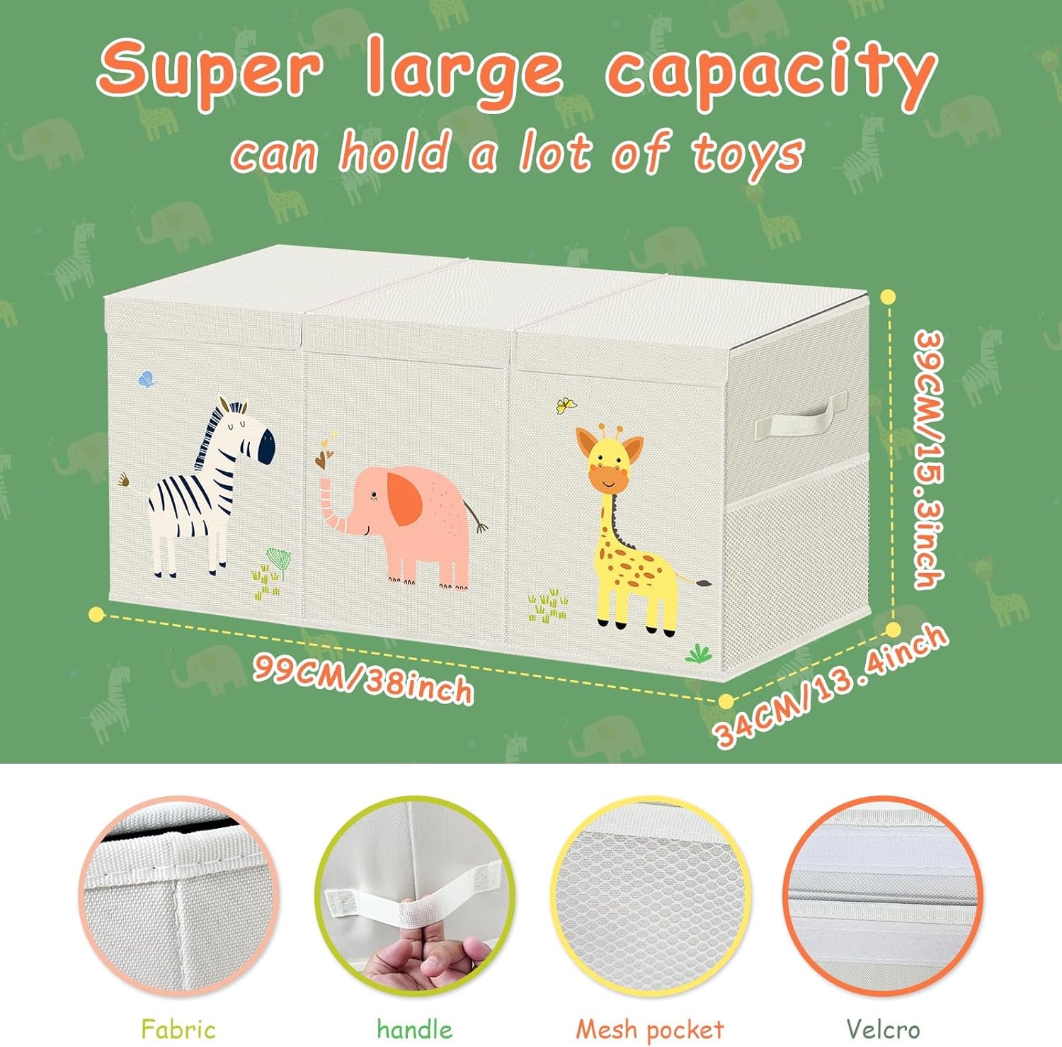Extra Large Toy Box Storage for Boys Girls - Collapsible Toy Chest Organizer for Kids,Toy Bin Container with Lid and Handles for Clothes,Blanket,Nursery,Playroom,Bedroom,Stuffed Animals,Quilt(Beige)