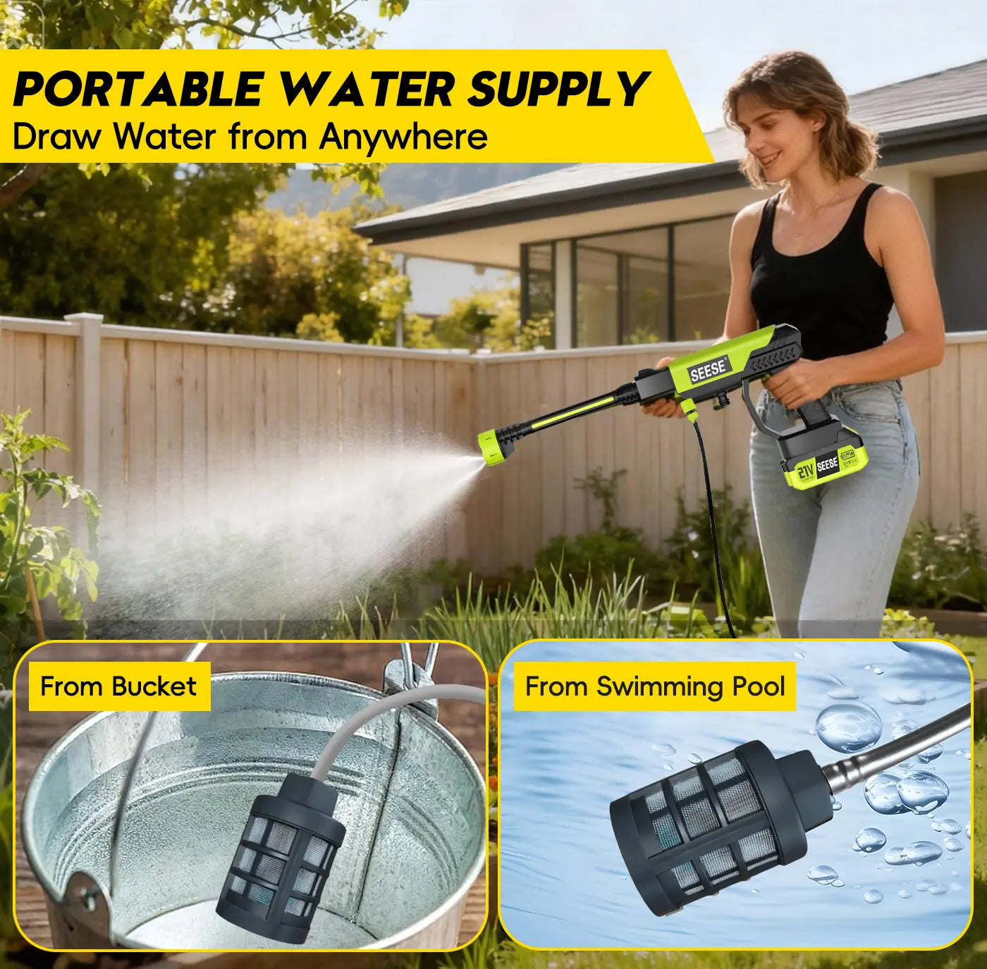 Power Up Your Cleaning Game with the Seese Cordless Pressure Washer - Perfect for Cars, Home, and Garden! Ideal Father's Day Gift!