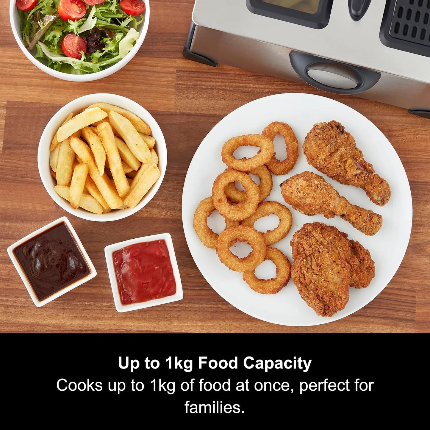 Deep Fat Fryer, 3.5L, Variable Temperature Control, 1.2Kg Food Capacity, Viewing Window, Removable Tank, Detachable Handle, Fried Chicken, Chips, 2000W, Stainless Steel, 482000