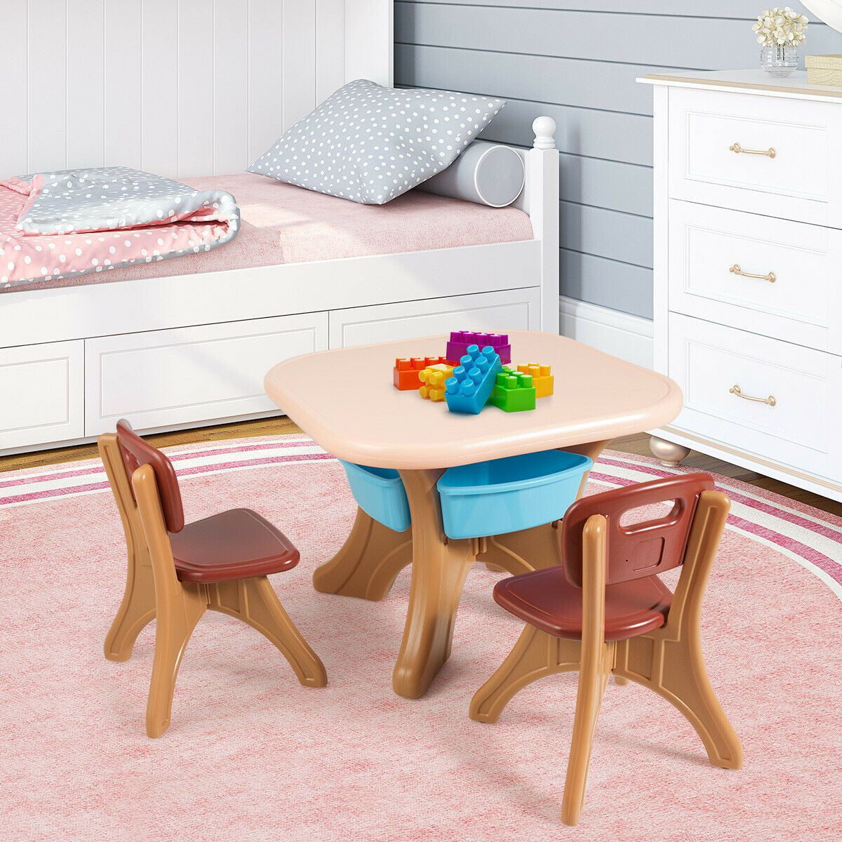 Children'S Activity Table Set with Storage Bins