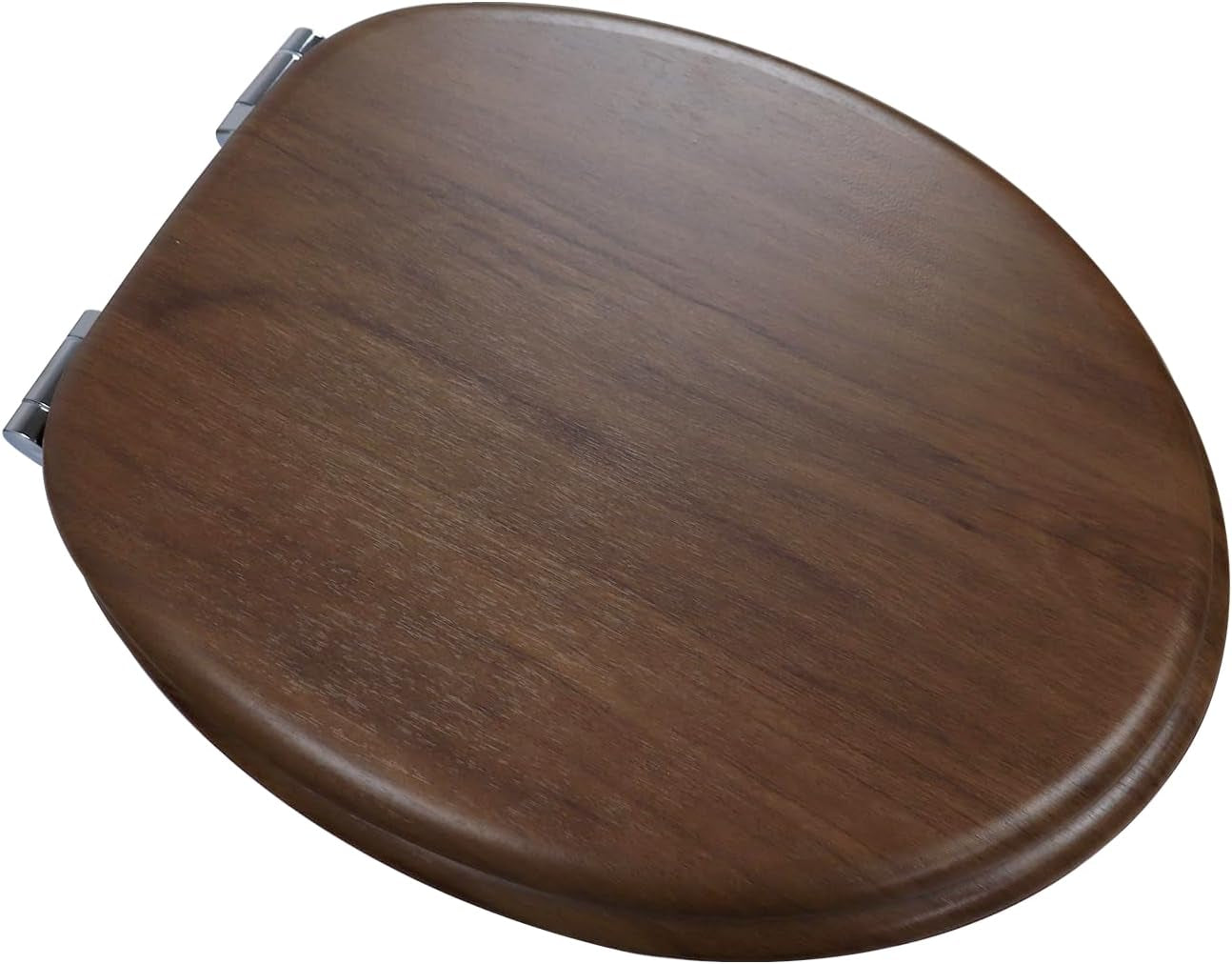 Toilet Seat Dark Walnut Wooden Soft Close with Adjustable Solid Zinc Alloy Hinges, MDF Wood Oval Toilet Seat with Bottom Fixings, Easy to Clean and Install (JH3704-01)